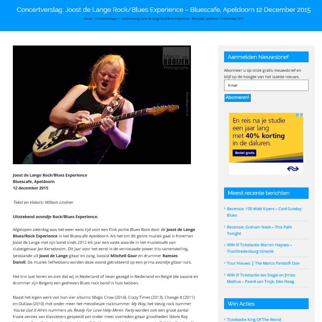 Concertverslag Bluescafé Apeldoorn dec 2015